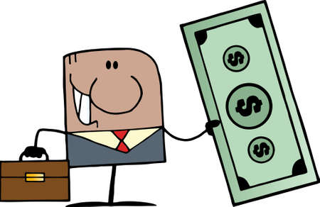 African American Doodle Businessman Holding Dollar のイラスト素材