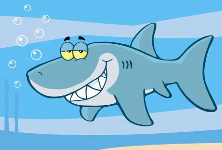  Shark Cartoon Characterのイラスト素材