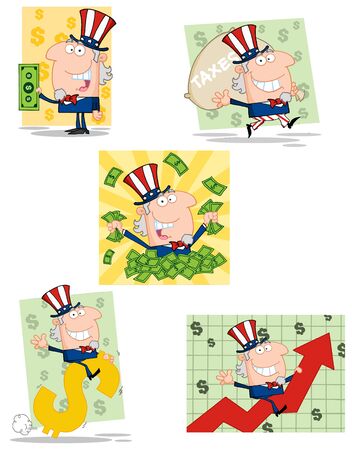 Uncle Sam Cartoon Charactersのイラスト素材