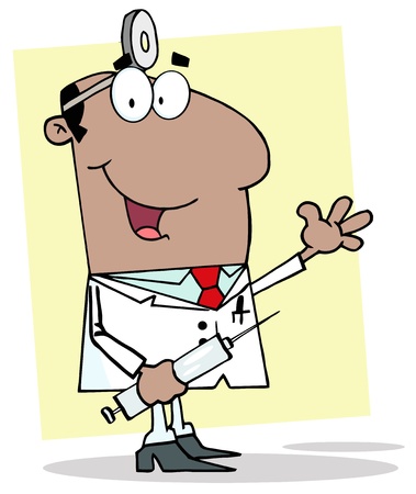 African American Doctor Holding Syringeのイラスト素材