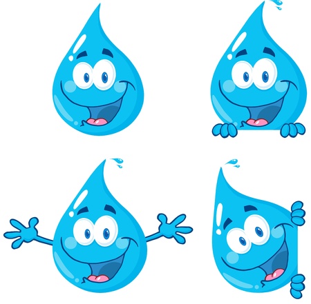 Water Drop Cartoon Mascot Characters 1のイラスト素材