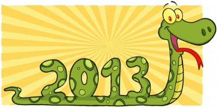 Snake Cartoon Character Showing Numbers 2013のイラスト素材