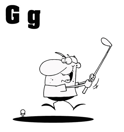 Outlined Male Golfer With Letters Gのイラスト素材