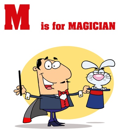 Funny Cartoons Alphabet with Text-Mのイラスト素材