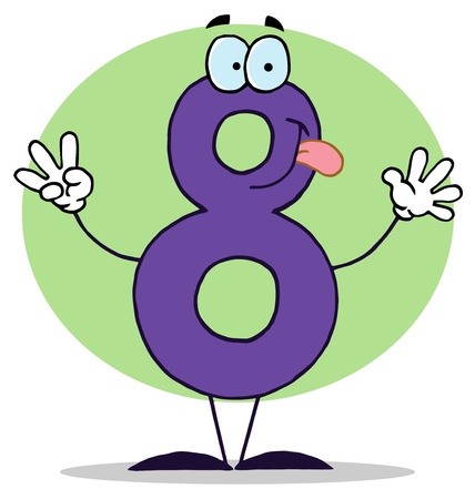 Funny Cartoon Numbers-8, backgroundのイラスト素材