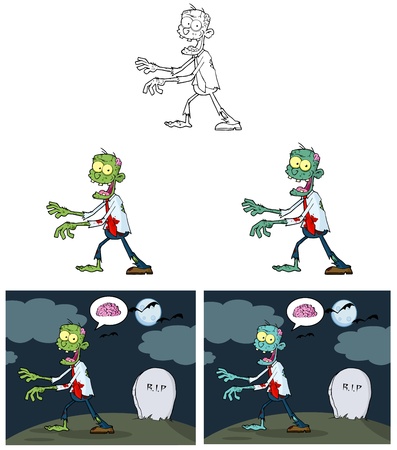 Zombie Cartoon Mascot Characters- Collectionのイラスト素材