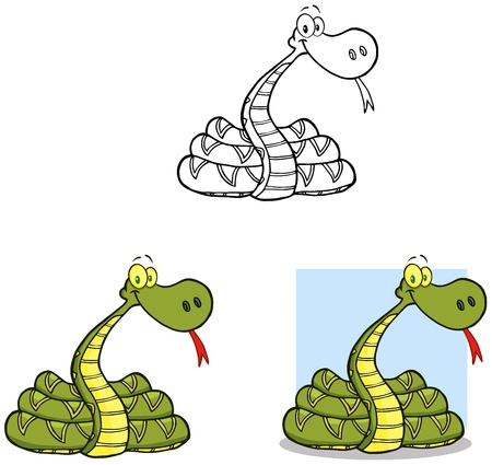Snake Cartoon Mascot Characters- Collectionのイラスト素材