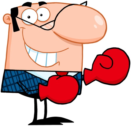 Smiling Business Manager With Boxing Glovesのイラスト素材