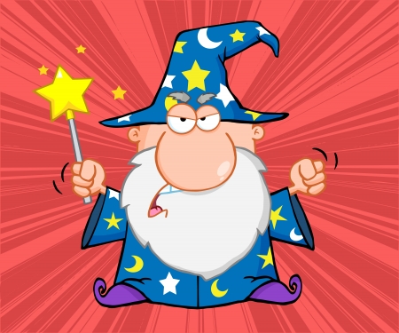 Angry Wizard With Magic Wandのイラスト素材