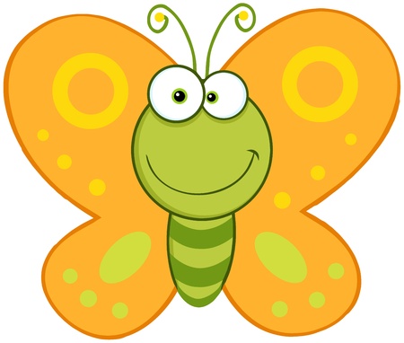 Smiling Butterfly Cartoon Mascot Characterのイラスト素材