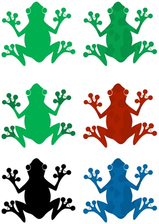 Different Color Frog Silhouettes Collectionのイラスト素材