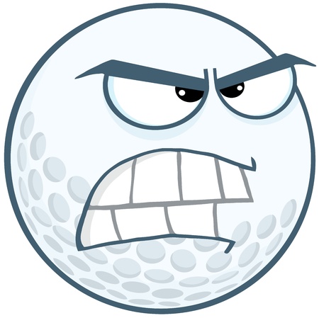 Angry Golf Ball Cartoon Mascot Characterのイラスト素材