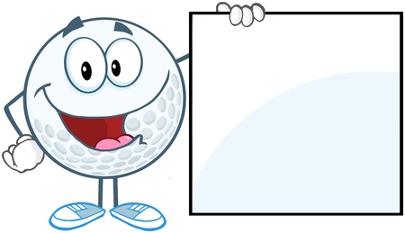 Smiling  Ball Cartoon Character Showing A Signのイラスト素材