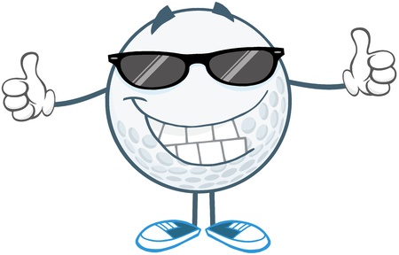 Smiling Golf Ball With Sunglasses Giving A Thumb Upのイラスト素材