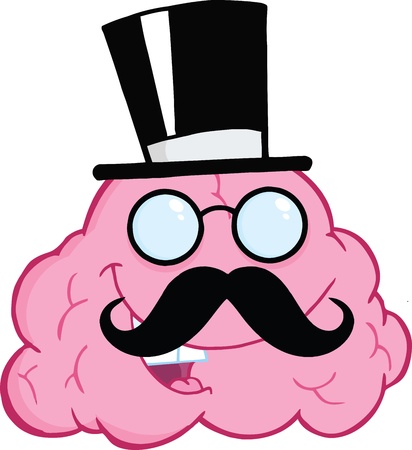 Happy Brain Gentleman Cartoon Characterのイラスト素材