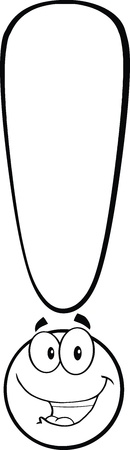 Black and White Exclamation Mark Cartoon Characterのイラスト素材
