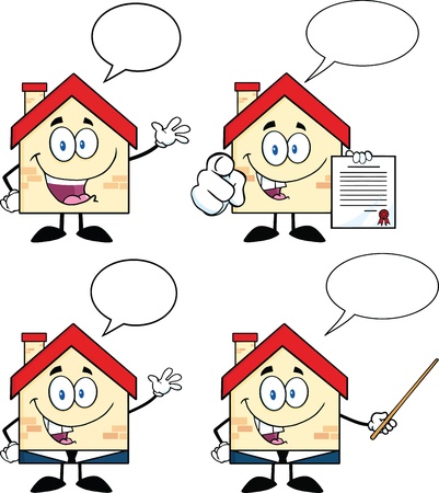 House Cartoon Mascot Characters  Set Collection 6のイラスト素材