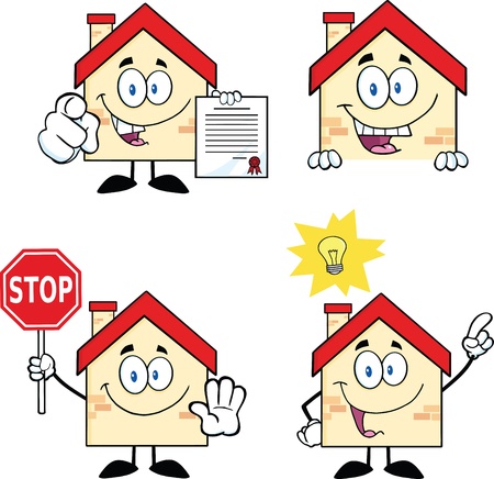 House Cartoon Mascot Characters  Set Collection 9のイラスト素材
