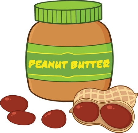 Peanut Butter Jar With Peanuts Cartoon Illustrationのイラスト素材
