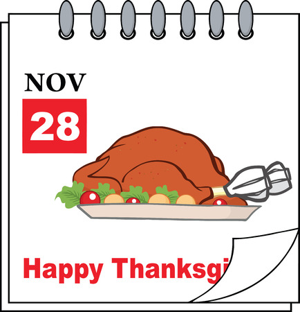 Thanksgiving Holiday Calendar With Roasted Turkeyのイラスト素材