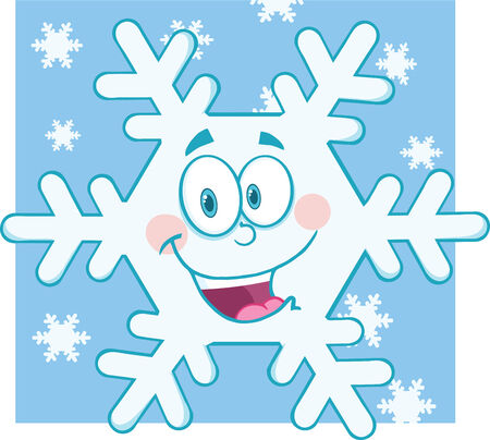 Smiling Snowflake Cartoon Mascot Characterのイラスト素材