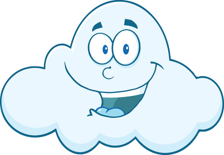Smiling Cloud Cartoon Mascot Character  Illustration Isolated on whiteのイラスト素材