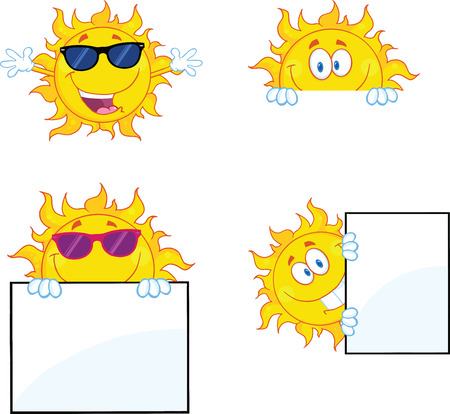 Sun Cartoon Mascot Characters   Collection Setのイラスト素材