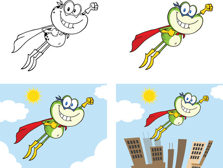 Frog Cartoon Mascot Character 11  Collection Setのイラスト素材