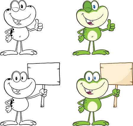 Frog Cartoon Mascot Character 12  Collection Setのイラスト素材