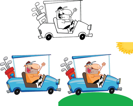 Happy Golfer in Golf Cart  Set Collectionのイラスト素材