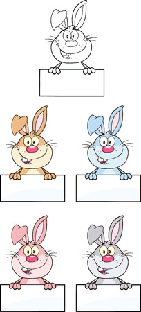 Rabbit Cartoon Character 3  Set Collectionのイラスト素材