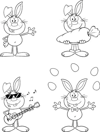 Rabbit Coloring Cartoons 4  Set Collectionのイラスト素材