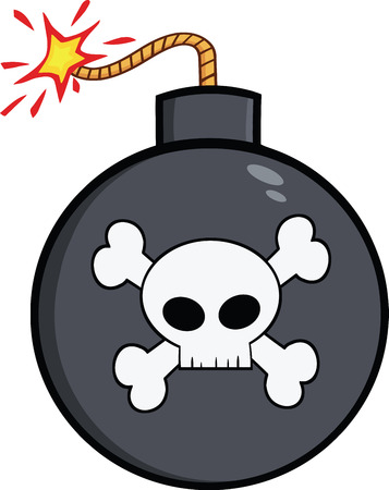 Cartoon Bomb With Skull And Crossbones  Illustration Isolated on whiteのイラスト素材