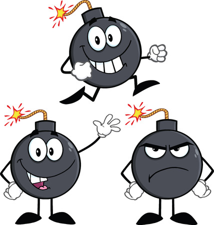 Bomb Cartoon Mascot Characters 3  Collection Setのイラスト素材