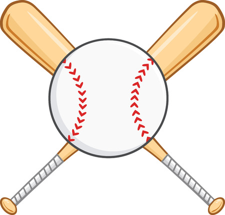Crossed Baseball Bats And Ball  Illustration Isolated on whiteのイラスト素材