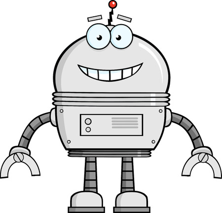 Smiling Robot Cartoon Character  Illustration Isolated on whiteのイラスト素材