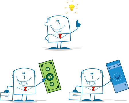 Businessman Dude Monochrome Cartoon Character 1  Collection Setのイラスト素材