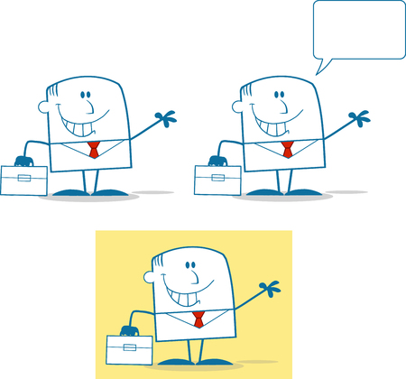 Businessman Dude Monochrome Cartoon Character 3  Collection Setのイラスト素材