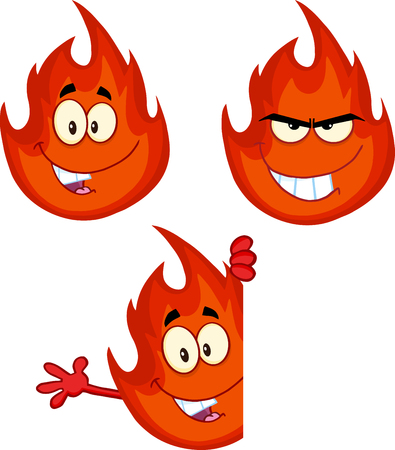 Flame Cartoon Mascot Character 7. Collection Setのイラスト素材