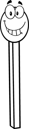 Black And White Smiling Match Stick Cartoon Mascot Characterのイラスト素材