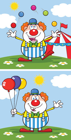 Funny Clown Cartoon Character 2. Collection Setのイラスト素材