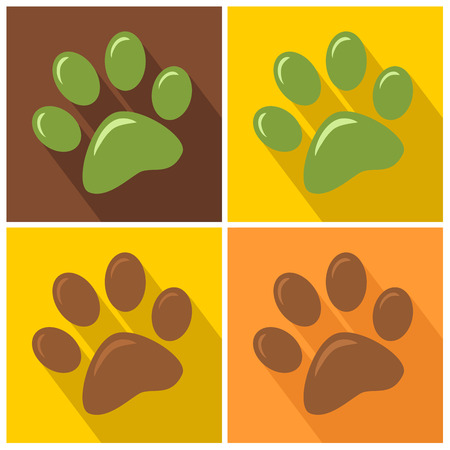 Paw Print Modern Flat Design Icon. Collection Setのイラスト素材