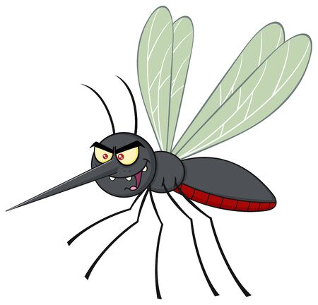 Mosquito Cartoon Character Flying. Illustration Isolated On Whiteの写真素材