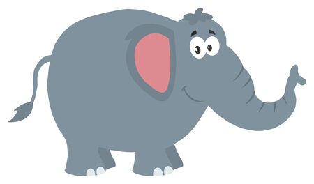 Smiling Elephant Cartoon Character. Illustration Flat Design Style Isolated On Whiteの写真素材