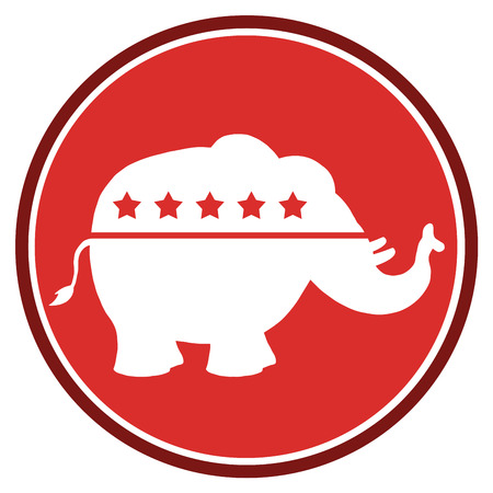Republican Elephant Red Circle Label. Illustration Flat Design Styleの写真素材