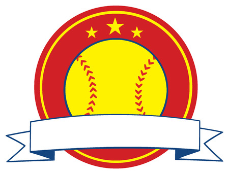 Yellow Softball Design Label. Illustration Isolated On White Backgroundの写真素材