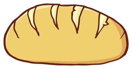 Hand Drawn Cartoon Loaf Bread. Illustration Isolated On White Backgroundの写真素材