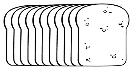 Black And White Cartoon Bread Loaf. Illustration Isolated On White Background
