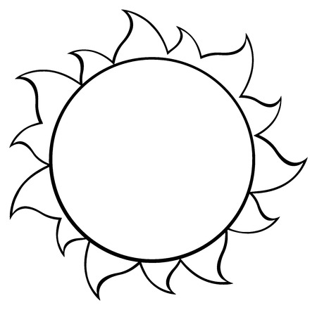 Black And White Simple Sun. Illustration Isolated On White Backgroundの写真素材