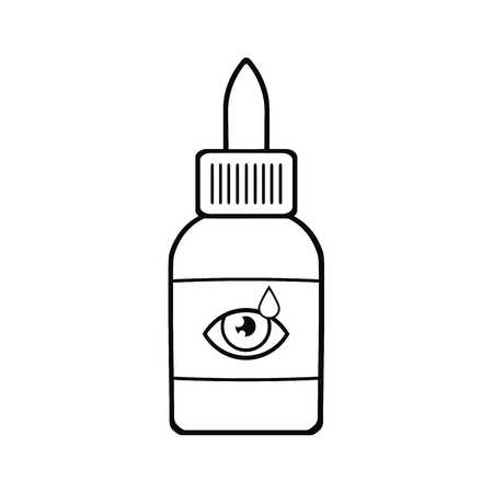Black And White Cartoon Eye Drops Plastic Bottle. Vector Illustration Isolated On White Backgroundの写真素材
